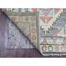 Load image into Gallery viewer, 3&#39;x11&#39;6&quot; Pewter Gray, Anatolian Village Inspired Design With Serrated Medallion Design, Hand Knotted, High Mountain Wool, Vegetable Dyes, Runner, Oriental Rug FWR123186