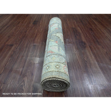 Load image into Gallery viewer, 3&#39;x11&#39;6&quot; Pewter Gray, Anatolian Village Inspired Design with Serrated Medallion Design, Hand Knotted, High Mountain Wool, Vegetable Dyes, Runner, Oriental Rug FWR123186
