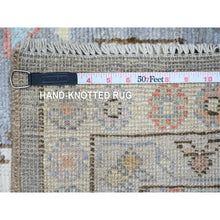 Load image into Gallery viewer, 3&#39;x11&#39;6&quot; Pewter Gray, Anatolian Village Inspired Design With Serrated Medallion Design, Hand Knotted, High Mountain Wool, Vegetable Dyes, Runner, Oriental Rug FWR123186