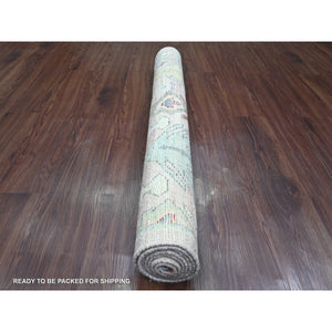 4'x6'2" Crepe Pink, Anatolian Village Inspired with Bird Figurines and Medallions Design, High Mountain Wool, Hand Knotted, Natural Dyes, Oriental Rug FWR123204