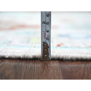 4'x6'2" Crepe Pink, Anatolian Village Inspired with Bird Figurines and Medallions Design, High Mountain Wool, Hand Knotted, Natural Dyes, Oriental Rug FWR123204