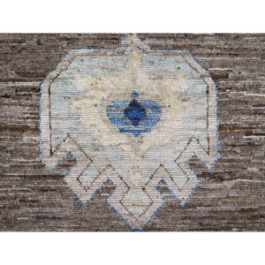 11'8"x15'6" Walnut Brown, Afghan Peshawar with Anatolian Village Inspired Design, High Mountain Wool, Hand Knotted, Oversized, Oriental Rug FWR123228