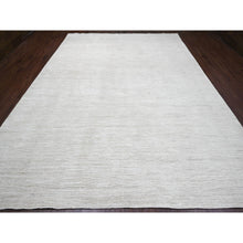 Load image into Gallery viewer, 9&#39;9&quot;x13&#39;6&quot; Pearl White, Plain Solid Pattern, Hand Knotted, Hand Spun Ghazni Wool, Lush And Plush, Oriental Rug FWR123246