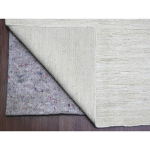 9'9"x13'6" Pearl White, Plain Solid Pattern, Hand Knotted, Hand Spun Ghazni Wool, Lush And Plush, Oriental Rug FWR123246