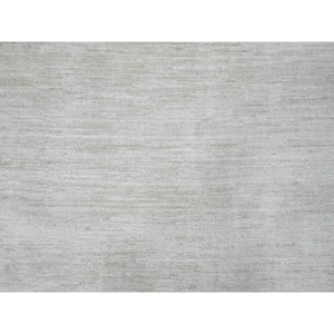 9'9"x13'6" Pearl White, Plain Solid Pattern, Hand Knotted, Hand Spun Ghazni Wool, Lush And Plush, Oriental Rug FWR123246