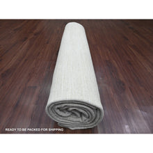 Load image into Gallery viewer, 9&#39;9&quot;x13&#39;6&quot; Pearl White, Plain Solid Pattern, Hand Knotted, Hand Spun Ghazni Wool, Lush And Plush, Oriental Rug FWR123246
