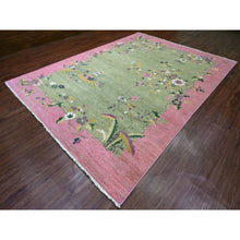 Load image into Gallery viewer, 9&#39;x12&#39;3&quot; Swamp Green, Chinese Art Deco Inspired Peshawar, Hand Knotted, Vegetable Dyes, Pure Wool, Oriental Rug FWR123270