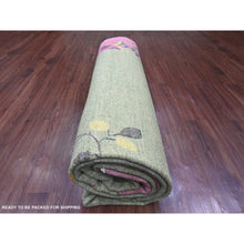 Load image into Gallery viewer, 9&#39;x12&#39;3&quot; Swamp Green, Chinese Art Deco Inspired Peshawar, Hand Knotted, Vegetable Dyes, Pure Wool, Oriental Rug FWR123270
