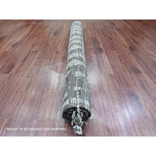 Load image into Gallery viewer, 5&#39;6&quot;x8&#39; Pebble Gray, Moroccan Weave with Geometric Design, Tone on Tone, Hand Knotted, Soft Wool, Textured Pile, Oriental Rug FWR123276