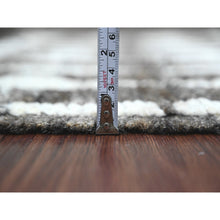 Load image into Gallery viewer, 5&#39;6&quot;x8&#39; Pebble Gray, Moroccan Weave with Geometric Design, Tone on Tone, Hand Knotted, Soft Wool, Textured Pile, Oriental Rug FWR123276