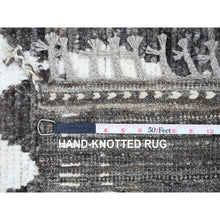 Load image into Gallery viewer, 5&#39;6&quot;x8&#39; Pebble Gray, Moroccan Weave With Geometric Design, Tone On Tone, Hand Knotted, Soft Wool, Textured Pile, Oriental Rug FWR123276