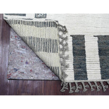Load image into Gallery viewer, 6&#39;1&quot;x9&#39;1&quot; Pearl White, Moroccan Weave With Geometric Pattern, Informal Look, Tone On Tone, Hand Knotted, Textured Pile, Soft Wool, Oriental Rug FWR123282