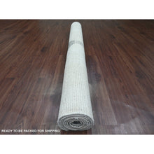 Load image into Gallery viewer, 6&#39;1&quot;x9&#39;1&quot; Pearl White, Moroccan Weave With Geometric Pattern, Informal Look, Tone On Tone, Hand Knotted, Textured Pile, Soft Wool, Oriental Rug FWR123282