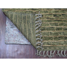 Load image into Gallery viewer, 4&#39;5&quot;x7&#39;8&quot; Seaweed Green, Moroccan Weave with Geometric Brick Pattern, Hand Knotted, Tone on Tone, Soft Wool, Textured Pile, Oriental Rug FWR123294