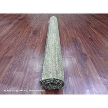 Load image into Gallery viewer, 4&#39;5&quot;x7&#39;8&quot; Seaweed Green, Moroccan Weave with Geometric Brick Pattern, Hand Knotted, Tone on Tone, Soft Wool, Textured Pile, Oriental Rug FWR123294