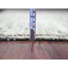 Load image into Gallery viewer, 4&#39;5&quot;x7&#39;8&quot; Seaweed Green, Moroccan Weave with Geometric Brick Pattern, Hand Knotted, Tone on Tone, Soft Wool, Textured Pile, Oriental Rug FWR123294