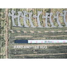 Load image into Gallery viewer, 4&#39;5&quot;x7&#39;8&quot; Seaweed Green, Moroccan Weave With Geometric Brick Pattern, Hand Knotted, Tone On Tone, Soft Wool, Textured Pile, Oriental Rug FWR123294