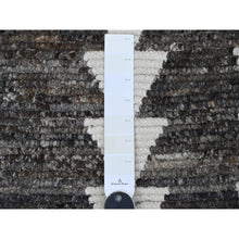 Load image into Gallery viewer, 3&#39;1&quot;x16&#39;8&quot; Umber Brown, Moroccan Weave with Serrated Line Design, Tone on Tone, Hand Knotted, Soft Wool, Textured Pile, Wide Runner, Oriental Rug FWR123300