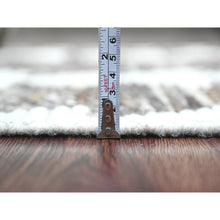 Load image into Gallery viewer, 3&#39;1&quot;x16&#39;8&quot; Umber Brown, Moroccan Weave with Serrated Line Design, Tone on Tone, Hand Knotted, Soft Wool, Textured Pile, Wide Runner, Oriental Rug FWR123300
