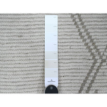 Load image into Gallery viewer, 2&#39;5&quot;x14&#39;3&quot; Chiffon White, Moroccan Weave With Geometric Design, Tone On Tone, Hand Knotted, Soft Wool, Textured Pile, Runner, Oriental Rug FWR123324