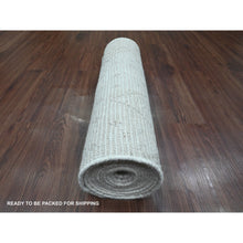Load image into Gallery viewer, 2&#39;5&quot;x14&#39;3&quot; Chiffon White, Moroccan Weave with Geometric Design, Tone on Tone, Hand Knotted, Soft Wool, Textured Pile, Runner, Oriental Rug FWR123324