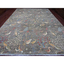 Load image into Gallery viewer, 12&#39;x15&#39;5&quot; Sonic Gray, Afghan Peshawar With Birds Of Paradise Design, Hand Knotted, Soft And Velvety Wool, Natural Dyes, Oversized, Oriental Rug FWR123342
