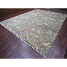 Load image into Gallery viewer, 12&#39;x15&#39;5&quot; Sonic Gray, Afghan Peshawar With Birds Of Paradise Design, Hand Knotted, Soft And Velvety Wool, Natural Dyes, Oversized, Oriental Rug FWR123342