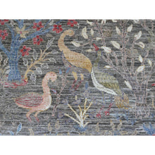 Load image into Gallery viewer, 12&#39;x15&#39;5&quot; Sonic Gray, Afghan Peshawar With Birds Of Paradise Design, Hand Knotted, Soft And Velvety Wool, Natural Dyes, Oversized, Oriental Rug FWR123342