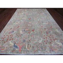 Load image into Gallery viewer, 10&#39;x13&#39;8&quot; Medium Gray, Afghan Peshawar With Birds Of Paradise Design, Soft And Velvety Wool, Hand Knotted, Vegetable Dyes, Oriental Rug FWR123354