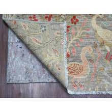 Load image into Gallery viewer, 10&#39;x13&#39;8&quot; Medium Gray, Afghan Peshawar With Birds Of Paradise Design, Soft And Velvety Wool, Hand Knotted, Vegetable Dyes, Oriental Rug FWR123354