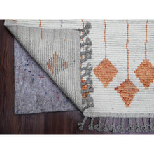 Load image into Gallery viewer, 12&#39;5&quot;x15&#39;2&quot; Alabaster White, Moroccan Weave With Flying Kite Design, Tone On Tone, Soft Wool, Hand Knotted, Textured Pile, Oversized, Oriental Rug FWR123360