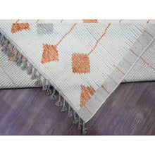 Load image into Gallery viewer, 12&#39;5&quot;x15&#39;2&quot; Alabaster White, Moroccan Weave With Flying Kite Design, Tone On Tone, Soft Wool, Hand Knotted, Textured Pile, Oversized, Oriental Rug FWR123360