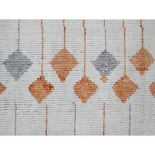Load image into Gallery viewer, 12&#39;5&quot;x15&#39;2&quot; Alabaster White, Moroccan Weave With Flying Kite Design, Tone On Tone, Soft Wool, Hand Knotted, Textured Pile, Oversized, Oriental Rug FWR123360