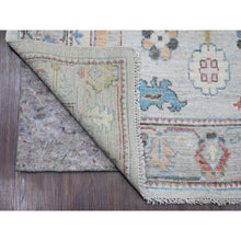 Load image into Gallery viewer, 4&#39;1&quot;x11&#39;7&quot; Alabaster White, Hand Knotted, Afghan Angora Oushak With Floral Pattern, Natural Dyes, 100% Wool, Wide Runner, Oriental Rug FWR123378
