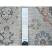 Load image into Gallery viewer, 4&#39;1&quot;x11&#39;7&quot; Alabaster White, Hand Knotted, Afghan Angora Oushak With Floral Pattern, Natural Dyes, 100% Wool, Wide Runner, Oriental Rug FWR123378