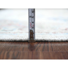 Load image into Gallery viewer, 4&#39;1&quot;x11&#39;7&quot; Alabaster White, Hand Knotted, Afghan Angora Oushak With Floral Pattern, Natural Dyes, 100% Wool, Wide Runner, Oriental Rug FWR123378