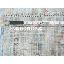 Load image into Gallery viewer, 4&#39;1&quot;x11&#39;7&quot; Alabaster White, Hand Knotted, Afghan Angora Oushak With Floral Pattern, Natural Dyes, 100% Wool, Wide Runner, Oriental Rug FWR123378
