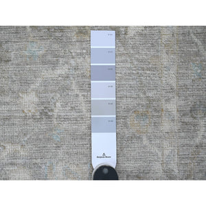 4'1"x5'10" Fossil Gray, Hand Knotted, Afghan Angora Oushak With All Over Design, Vegetable Dyes, 100% Wool, Oriental Rug FWR123402