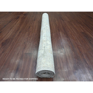 4'1"x5'10" Fossil Gray, Hand Knotted, Afghan Angora Oushak With All Over Design, Vegetable Dyes, 100% Wool, Oriental Rug FWR123402