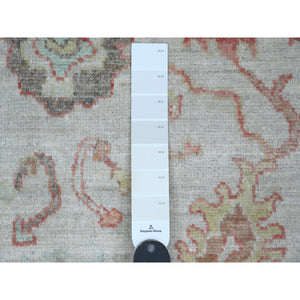3'10"x5'10" Pearl White, Afghan Angora Oushak with Colorful Leaf Design, Hand Knotted, Veggie Dyes, 100% Wool, Oriental Rug FWR123408