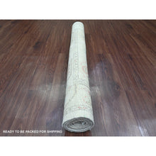 Load image into Gallery viewer, 3&#39;10&quot;x5&#39;10&quot; Pearl White, Afghan Angora Oushak with Colorful Leaf Design, Hand Knotted, Veggie Dyes, 100% Wool, Oriental Rug FWR123408