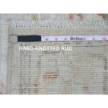 Load image into Gallery viewer, 3&#39;10&quot;x5&#39;10&quot; Pearl White, Afghan Angora Oushak With Colorful Leaf Design, Hand Knotted, Veggie Dyes, 100% Wool, Oriental Rug FWR123408