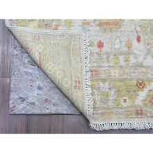 Load image into Gallery viewer, 4&#39;x11&#39;9&quot; Oyster White, Hand Knotted, Afghan Angora Oushak With All Over Leaf Design, Vegetable Dyes, 100% Wool, Wide Runner, Oriental Rug FWR123426