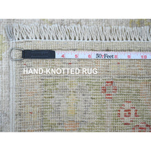 Load image into Gallery viewer, 4&#39;x11&#39;9&quot; Oyster White, Hand Knotted, Afghan Angora Oushak With All Over Leaf Design, Vegetable Dyes, 100% Wool, Wide Runner, Oriental Rug FWR123426