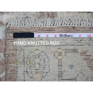 2'10"x5'10" Cedar Brown, Afghan Angora Oushak With Leaf Design, Hand Knotted, Veggie Dyes, 100% Wool, Short Runner, Oriental Rug FWR123432