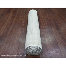 Load image into Gallery viewer, 2&#39;8&quot;x9&#39;8&quot; Cascading White, Hand Knotted, Afghan Angora Oushak With Large Leaf Design, Veggie Dyes, Pure Wool, Runner, Oriental Rug FWR123462