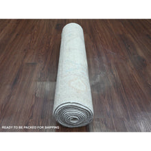 Load image into Gallery viewer, 2&#39;8&quot;x12&#39;4&quot; Alabaster White, Hand Knotted, Afghan Angora Oushak With Large Leaf Design, Veggie Dyes, 100% Wool, Runner, Oriental Rug FWR123492