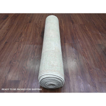 Load image into Gallery viewer, 2&#39;10&quot;x11&#39;5&quot; Pearl White, Afghan Angora Oushak With Muted Colors Leaf Pattern, Vegetable Dyes, Hand Knotted, 100% Wool, Runner, Oriental Rug FWR123504