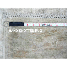 Load image into Gallery viewer, 2&#39;10&quot;x11&#39;5&quot; Pearl White, Afghan Angora Oushak With Muted Colors Leaf Pattern, Vegetable Dyes, Hand Knotted, 100% Wool, Runner, Oriental Rug FWR123504