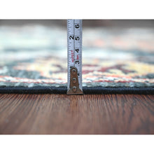 Load image into Gallery viewer, 2&#39;8&quot;x9&#39;10&quot; Charcoal Black, Afghan Angora Oushak with Geometric Leaf Design, Hand Knotted, Natural Dyes, Pure Wool, Runner, Oriental Rug FWR123510